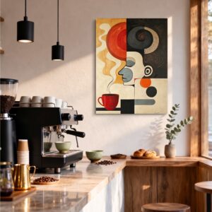 Modern Abstract Coffee Canvas Wall Art for Cafés, Coffee Shops & Restaurants