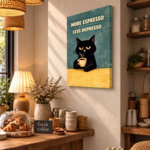 Coffee Cat - Bold Typography Wall Art for Cafes & Coffeehouses