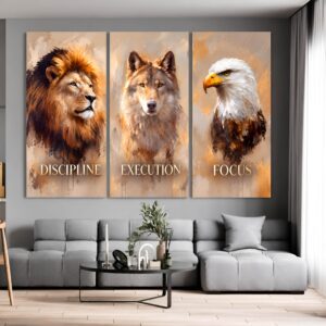 Discipline. Execution. Focus. – The Predator Mindset Canvas Wall Art Set - BeDriven Exclusive