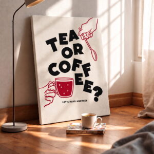 Tea or Coffee? Typography Canvas Wall Art