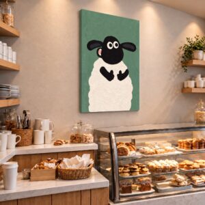 Cozy Sheep Illustration Canvas Wall Art