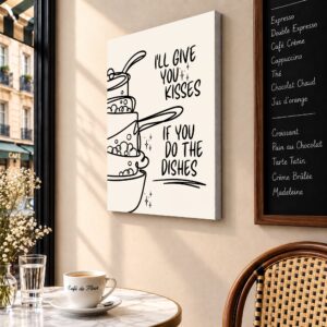 I’ll Give You Kisses If You Do the Dishes Canvas Wall Art
