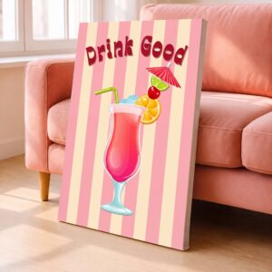 Drink Good Cocktail Illustration Canvas Wall Art