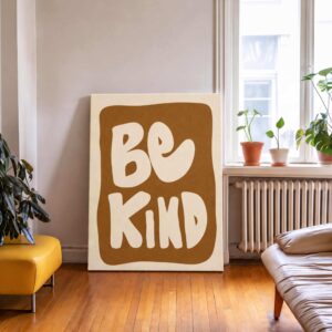 Be Kind Retro Typography Canvas Wall Art