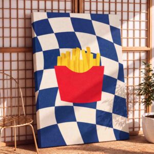 French Fries on Checkerboard Canvas Wall Art