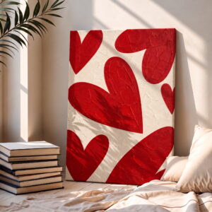 Red Hearts Pattern Canvas Wall Art