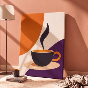 Steaming Coffee Cup Abstract Canvas Wall Art