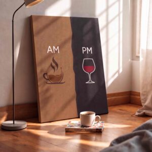 AM PM Coffee and Wine Canvas Wall Art