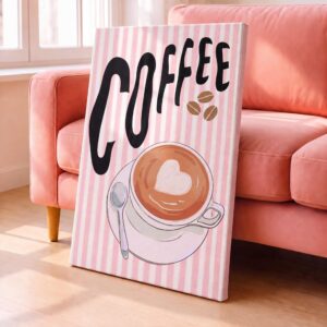 Coffee Cup Line Art Canvas Wall Art