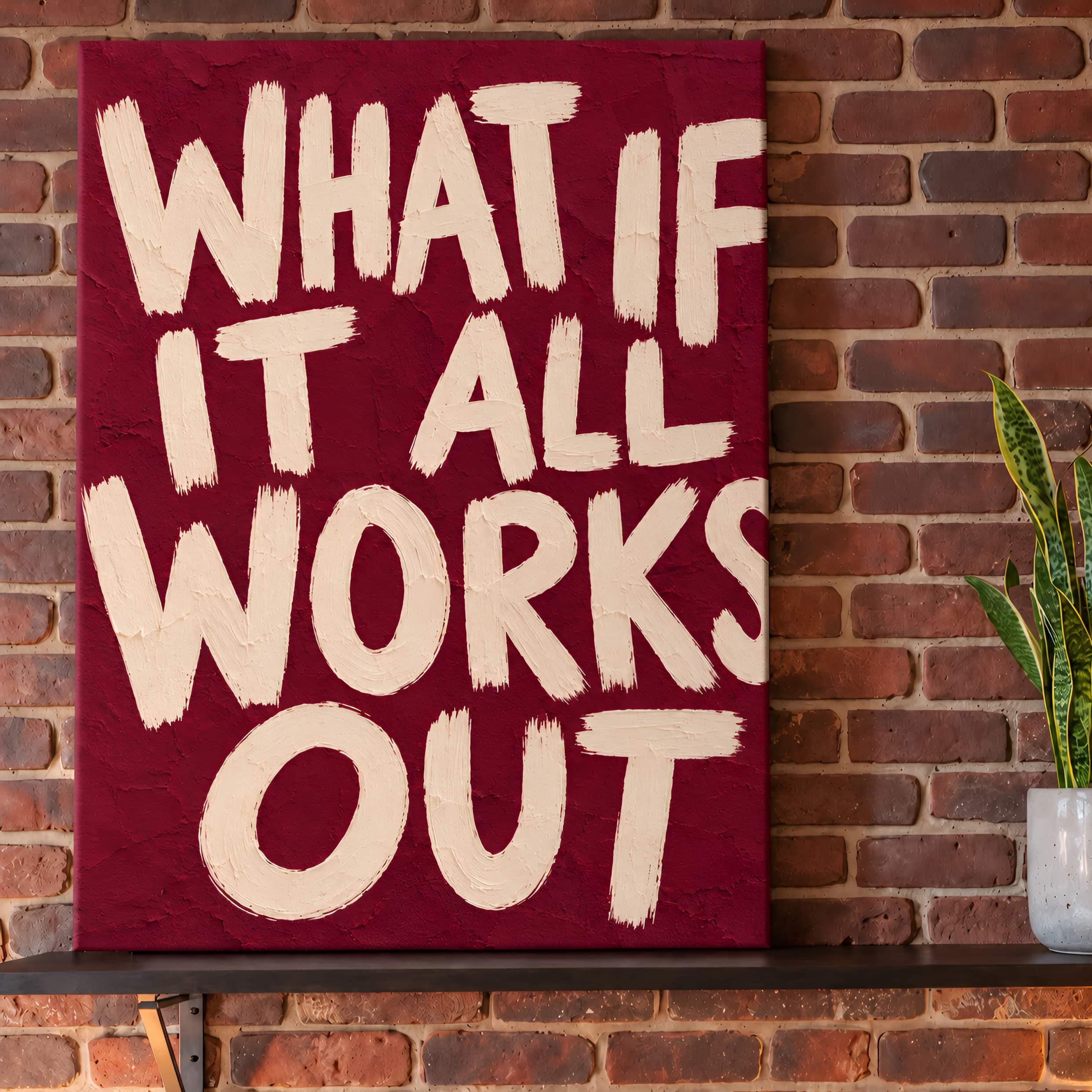 What If It All Works Out Typography Canvas Wall Art - Image 2