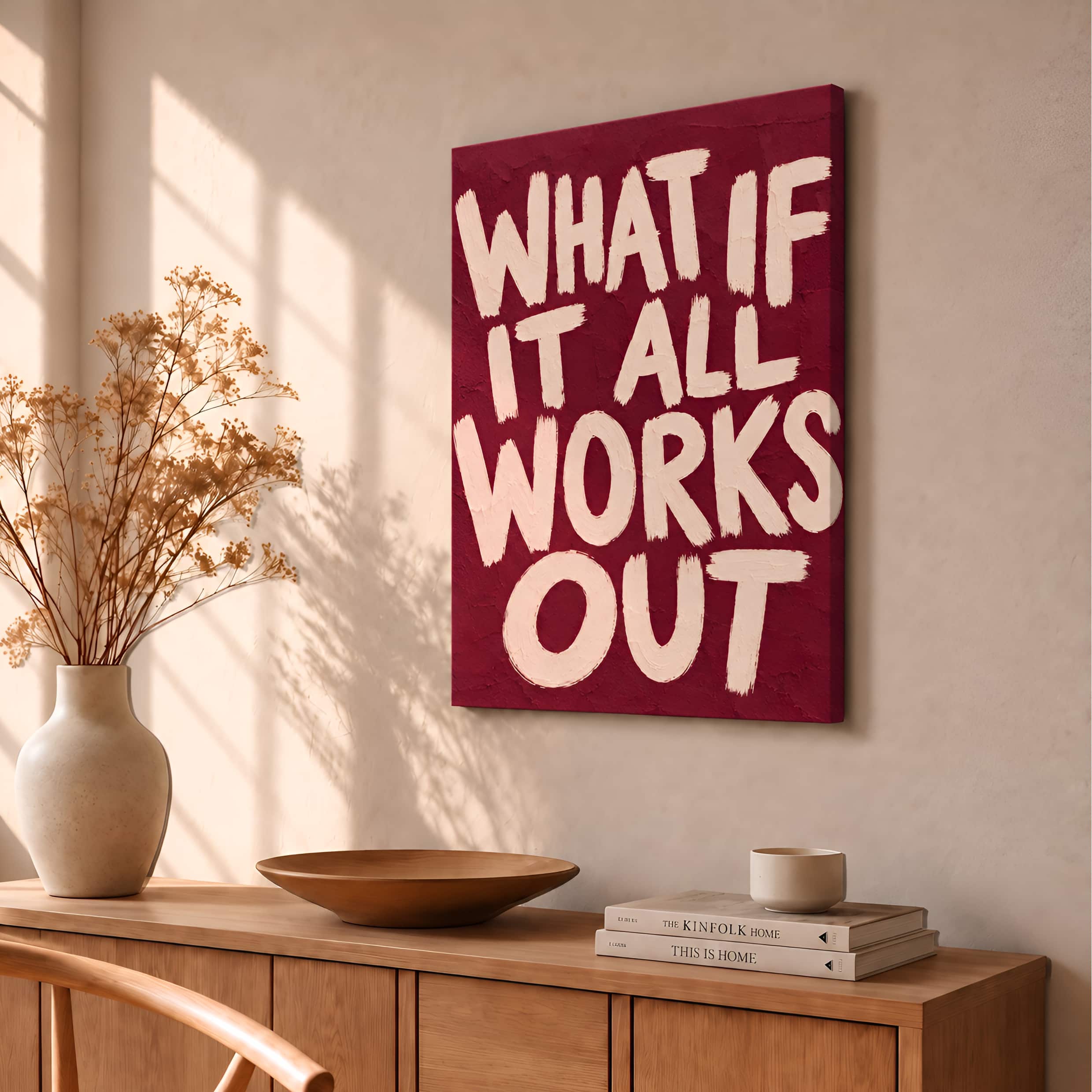 What If It All Works Out Typography Canvas Wall Art - Image 3