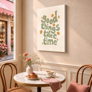 Good Things Take Time – Inspirational Canvas Wall Art for Cafes, Coffeehouses & Bakeries