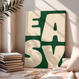 Easy Does It – Bold Green & Cream Typography Canvas Wall Art