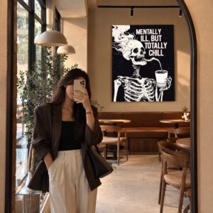Mentally Chill – Dark Humour Canvas Wall Art for Cafes, Coffeehouses & Bakeries